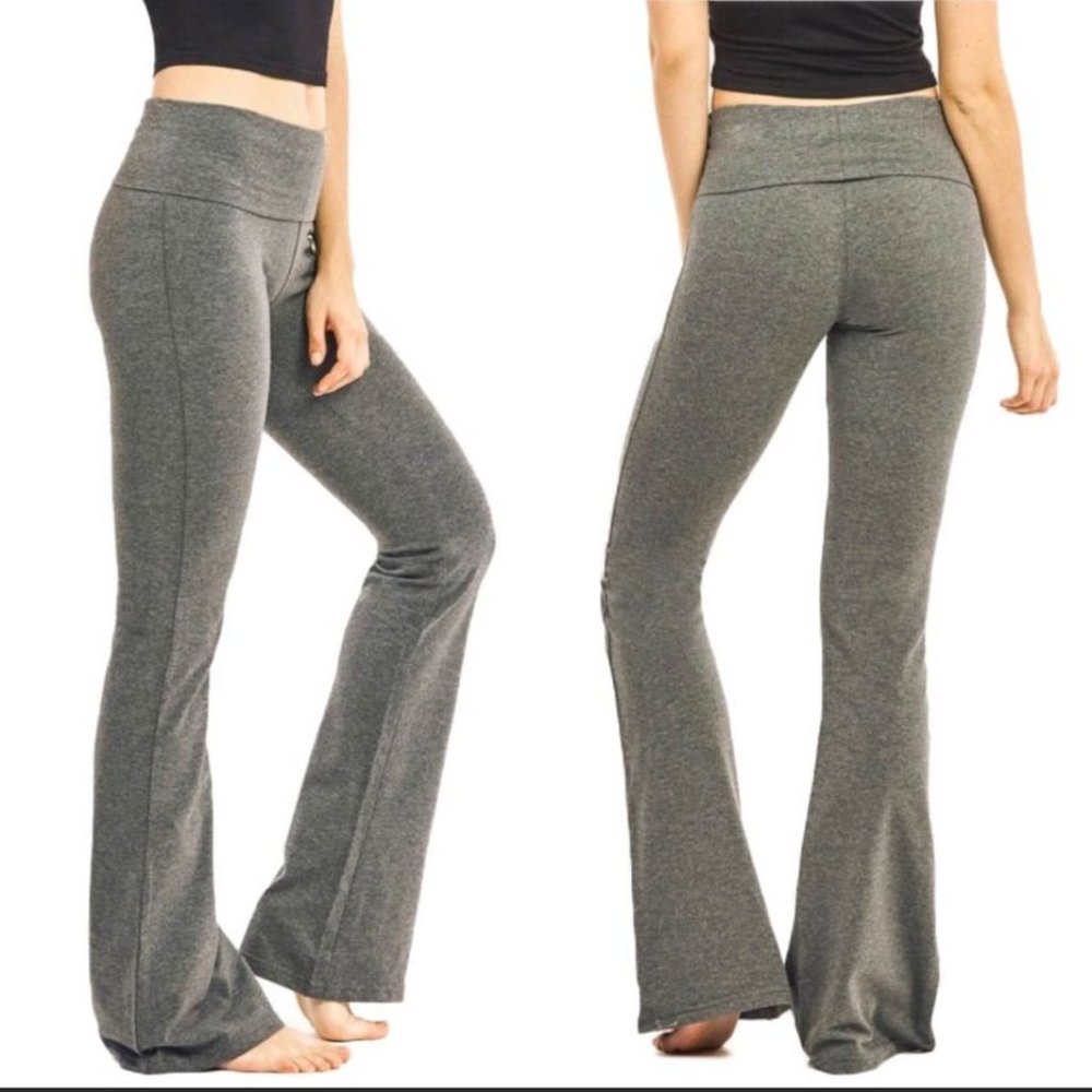 Gray fold over Yoga Pants - Picture 2 of 2